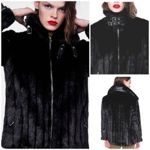 Zara Faux Fur Glam Funnel Neck Jacket